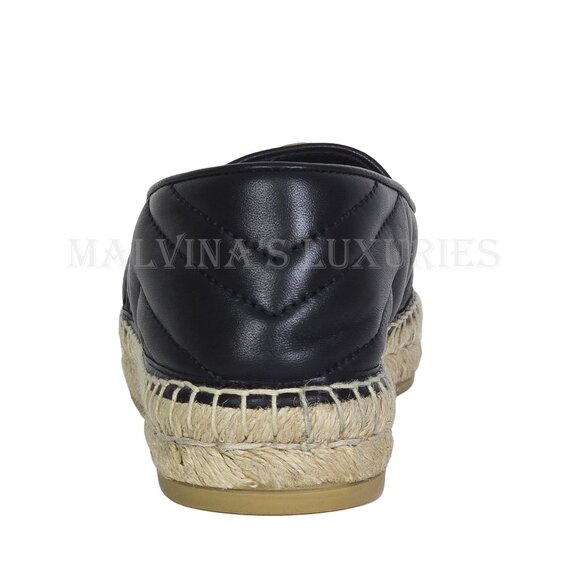 GUCCI SHOES FLATS MARMONT DOUBLE GG LEATHER ESPADRILLE sz 37 US 7 - Picture 6 of 15